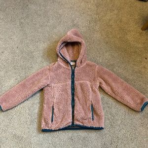 Hanna Andersson fluffy pink girls marshmallow fleece hoodie sz 5